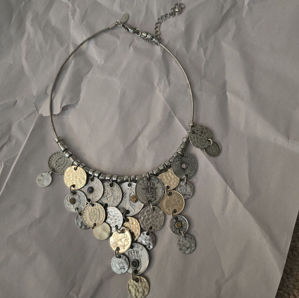 Chicos Silver And Gold Coin Necklace - Picture 3 of 4